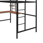Letto a soppalco matrimoniale in metallo nero/bianco con scrivania e mensole (singolo)