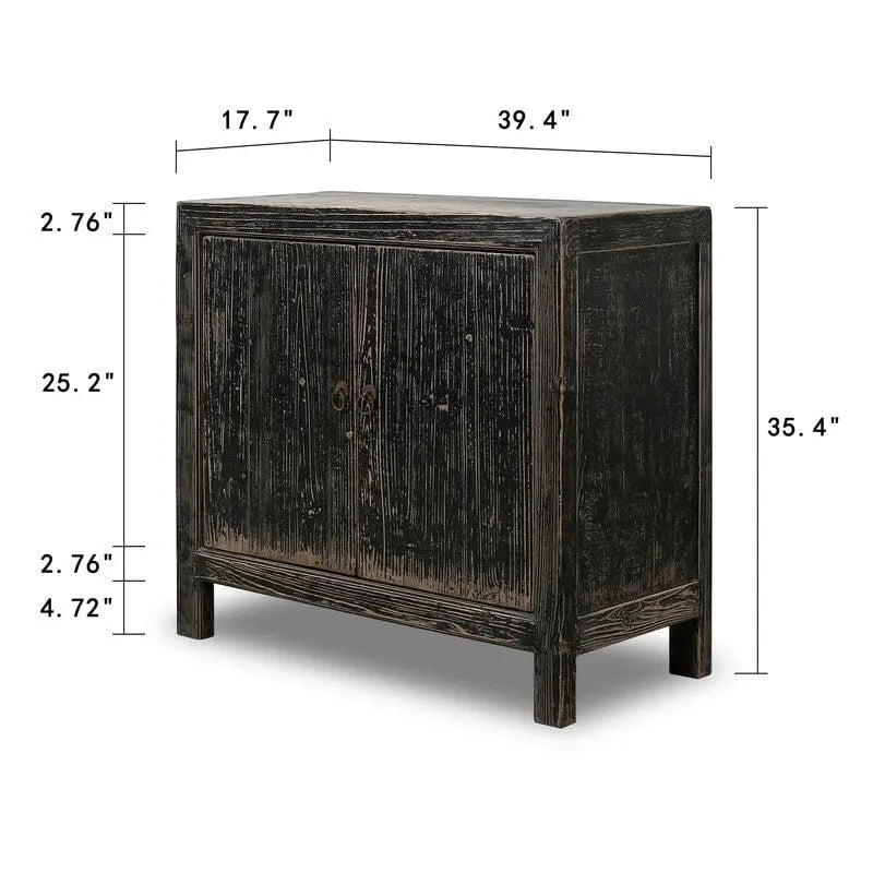 Credenza Nera Decapata a 2 Ante – Stile Country, Uso Singolo