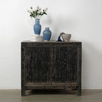 Credenza Nera Decapata a 2 Ante – Stile Country, Uso Singolo