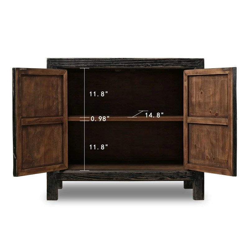 Credenza Nera Decapata a 2 Ante – Stile Country, Uso Singolo