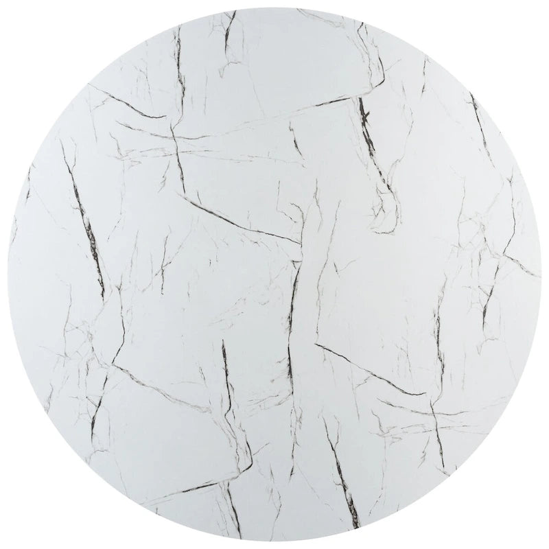 Tavolo da pranzo rotondo con base esagonale in canna di colore bianco/nero/naturale (4 posti)